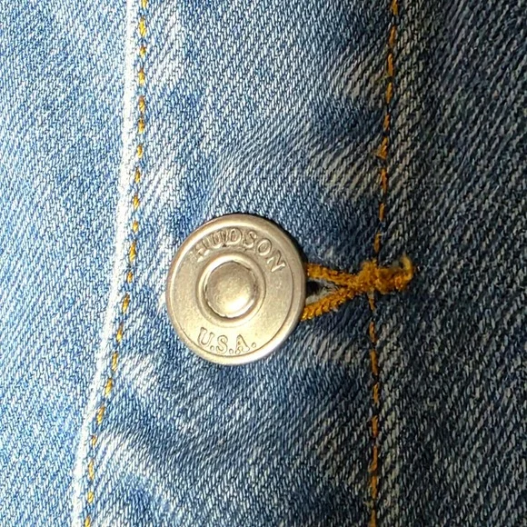 Hudson Trucker Jean Jacket Blue Denim Womens L XL Medium Wash New $215 Classic - Picture 11 of 14